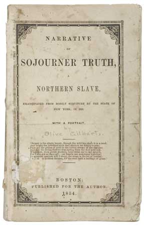 (SLAVERY AND ABOLITION.) TRUTH, SOJOURNER. Narrative of Sojourner Truth: a Northern Slave, Emancipated from Bodily Servitude by the Sta